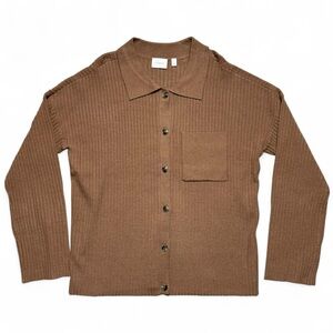 Cyrus Brown Ribbed Button Up Cardigan Shirt Womens Size Small NWT